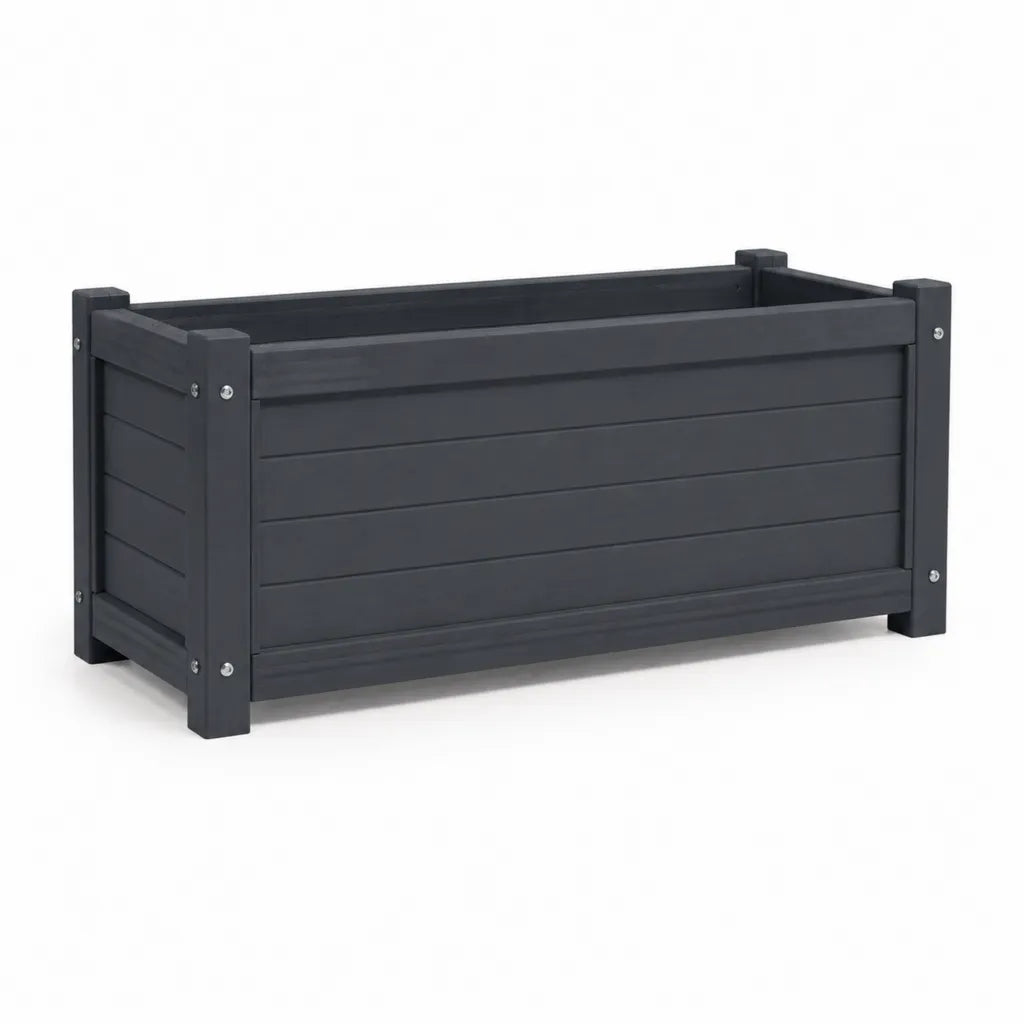 Fioriera rettangolare da giardino in WPC grigio antracite 100 x 50 x 50 cm