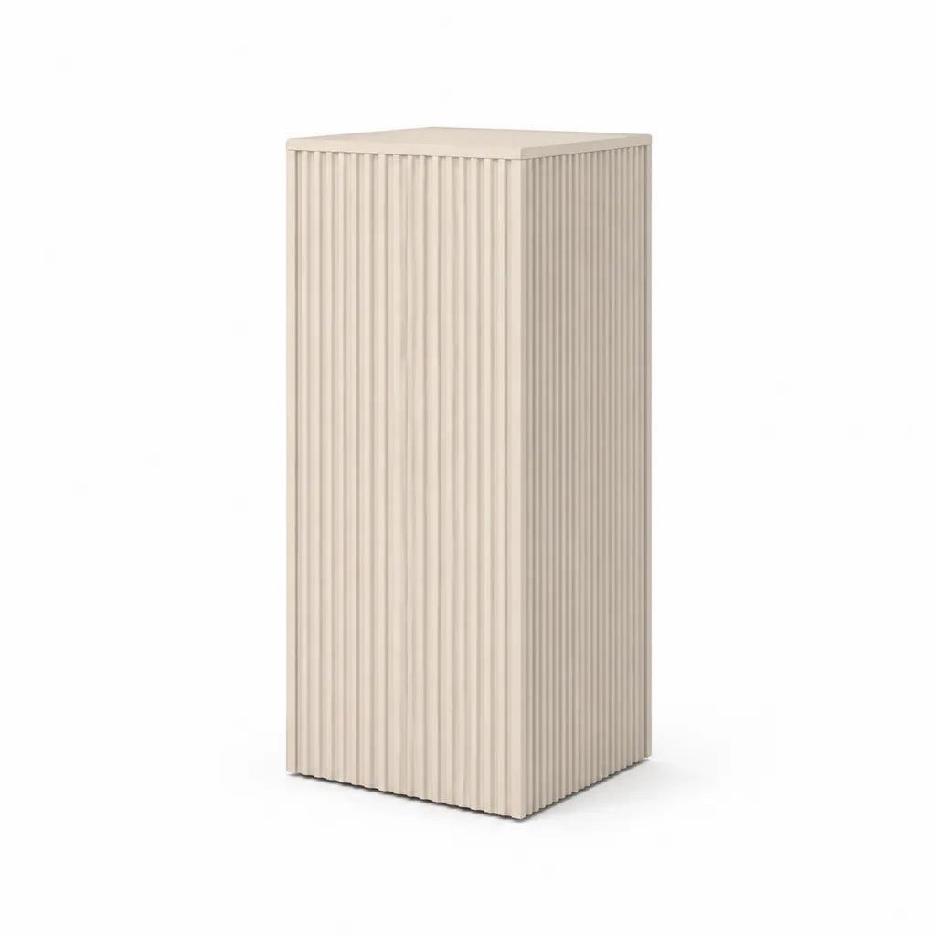 Tavolino laterale con ripiano rettangolare in MDF beige 35 x 35 x 60 cm