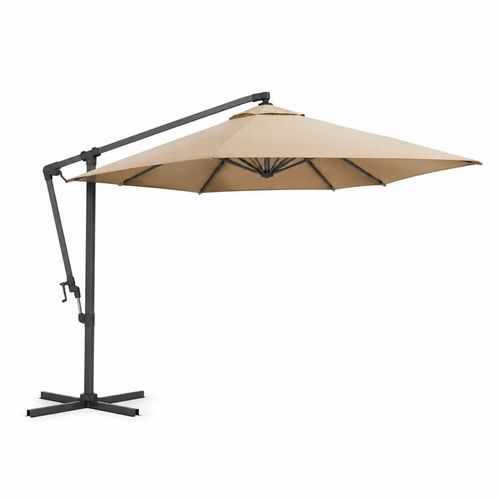 Ombrellone da giardino a braccio laterale 300 cm in poliestere ottagonale beige