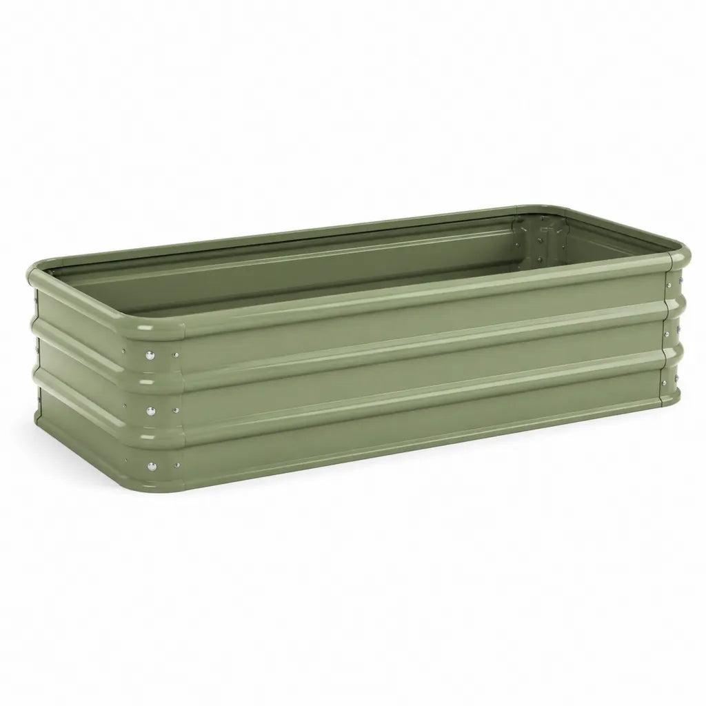 Fioriera rialzata da giardino rettangolare 120 x 60 x 30 cm in acciaio zincato verde oliva