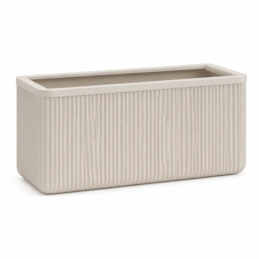 Fioriera rettangolare in polipropilene PP beige 40 x 18 x 20 cm