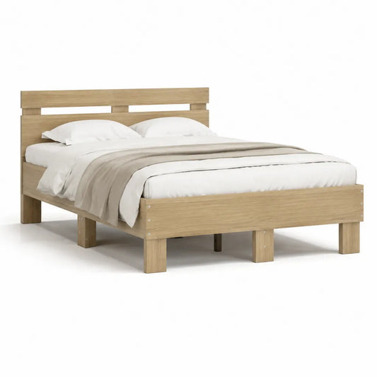 Letto matrimoniale con struttura in pino massello rovere chiaro 160 x 200 cm