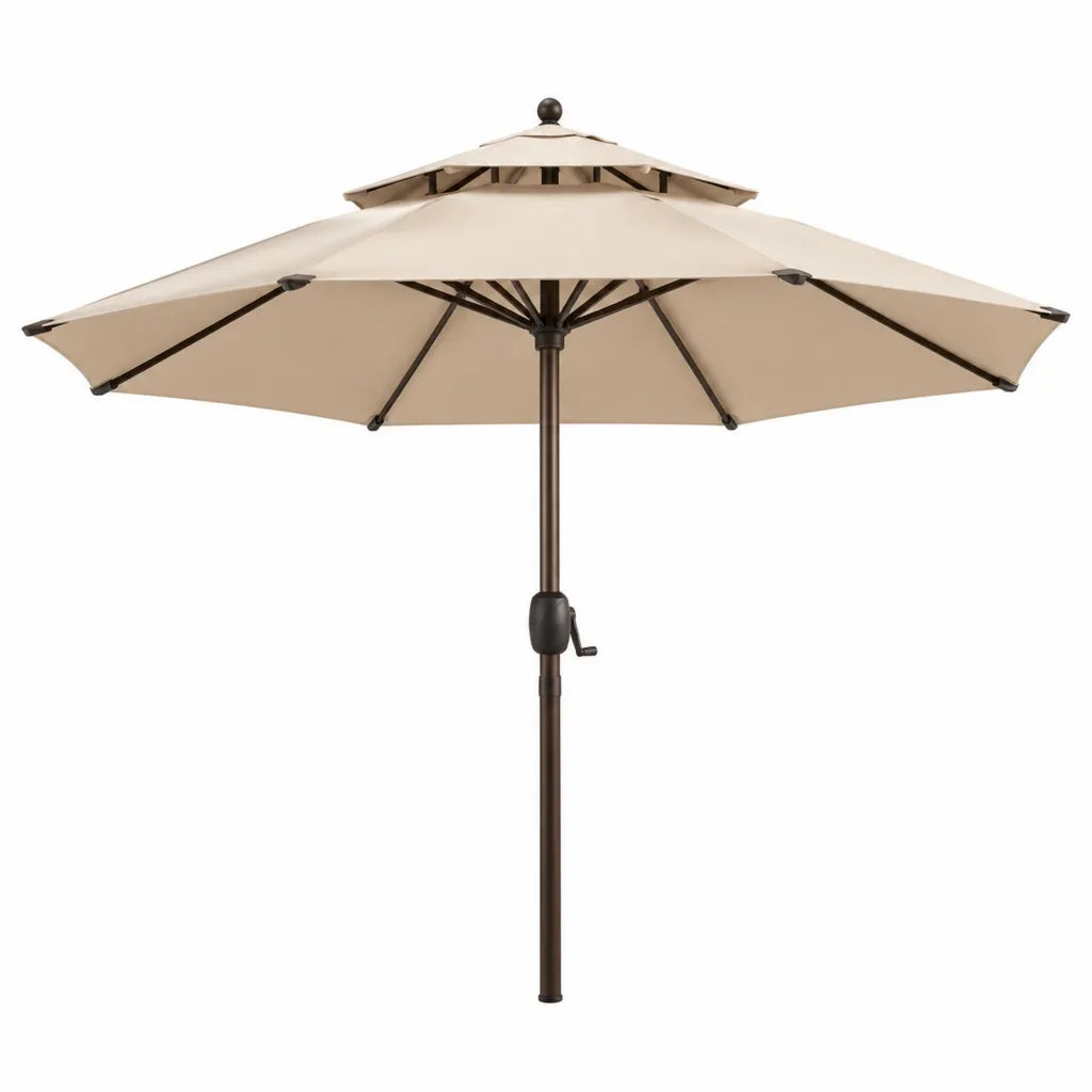 Ombrellone da giardino doppio tetto ottagonale O 300 cm in poliestere beige