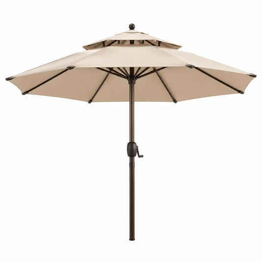 Ombrellone da giardino doppio tetto ottagonale O 300 cm in poliestere beige