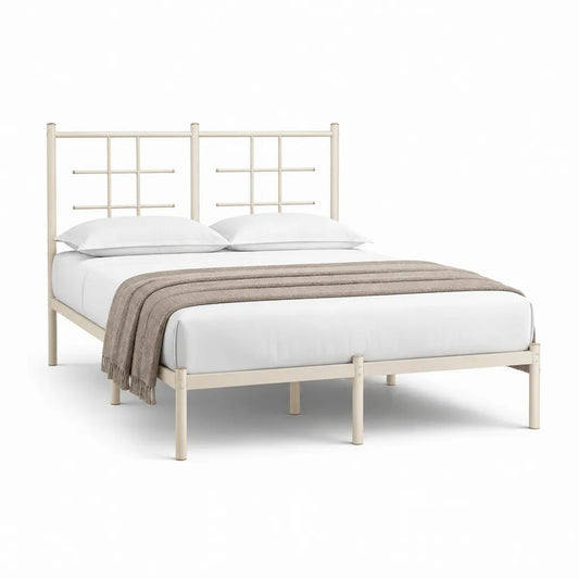 Struttura letto matrimoniale 160x200 cm in acciaio rettangolare avorio