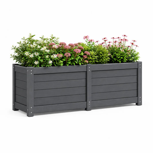 Fioriera rialzata da giardino rettangolare 200 x 50 x 54 cm in WPC grigio antracite