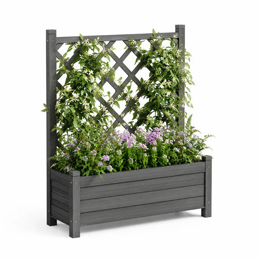 Fioriera con grigliato per rampicanti in WPC grigio antracite 100 x 43 x 142 cm