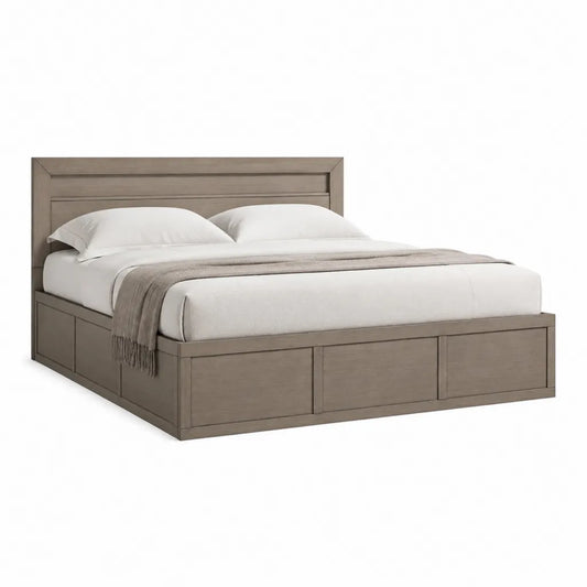 Letto matrimoniale con struttura in legno massello rettangolare grigio tortora per materasso 160 x 200 cm