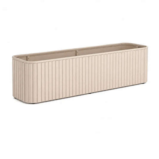 Fioriera da esterno rettangolare 80 x 30 x 40 cm in acciaio verniciato beige