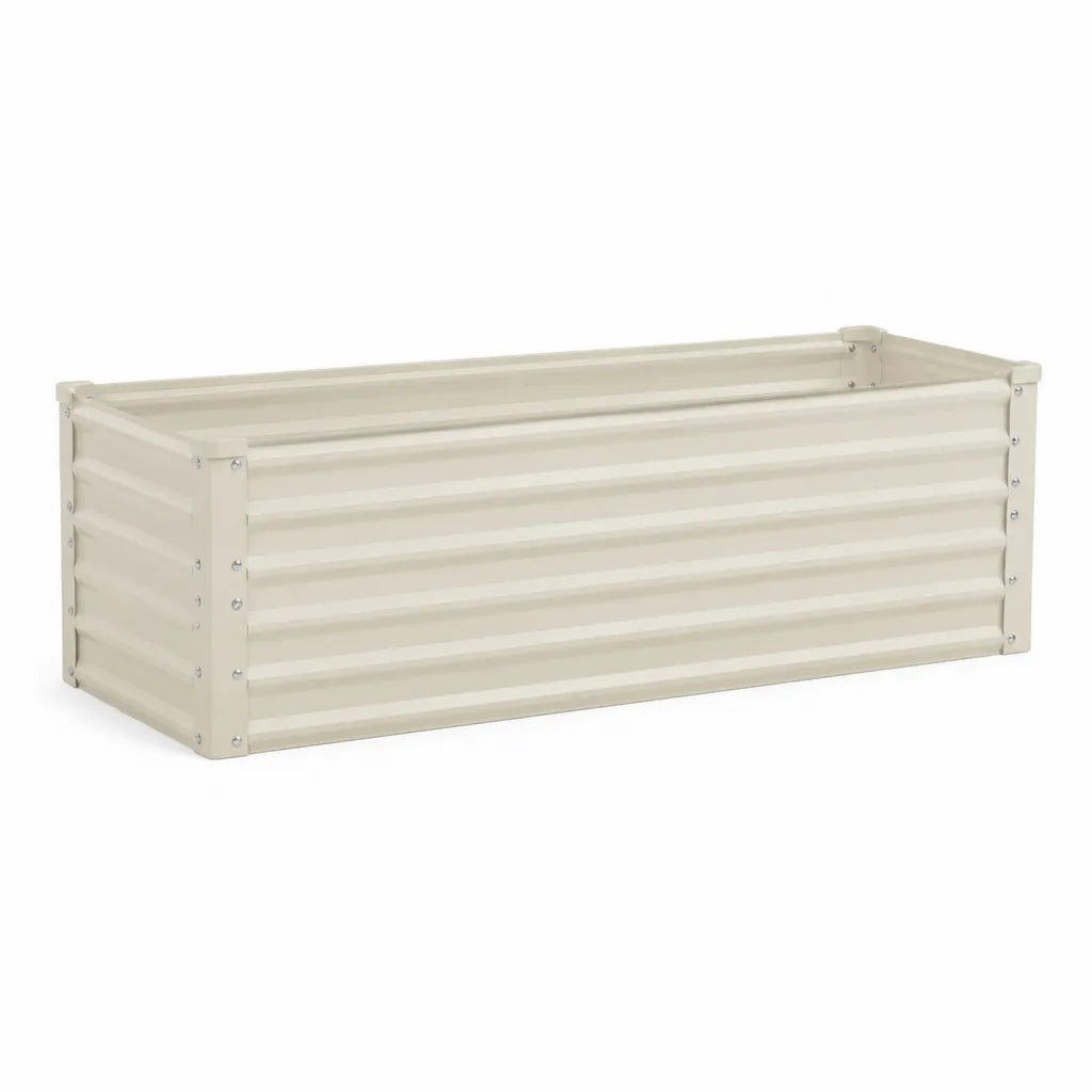 Fioriera rialzata rettangolare in acciaio zincato beige 120 x 60 x 30 cm