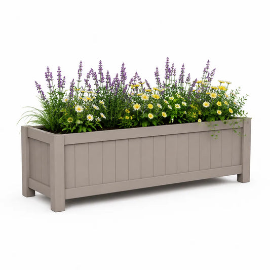 Fioriera da giardino rialzata rettangolare in PP tortora 120 x 40 x 40 cm
