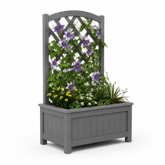 Fioriera con grigliato rettangolare in PP grigio 80 x 40 x 140 cm