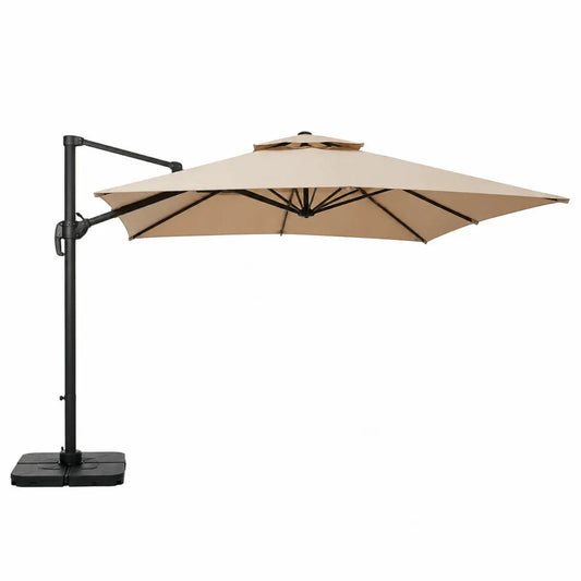 Ombrellone da giardino a braccio laterale 300 x 300 cm in poliestere e acciaio quadrato beige