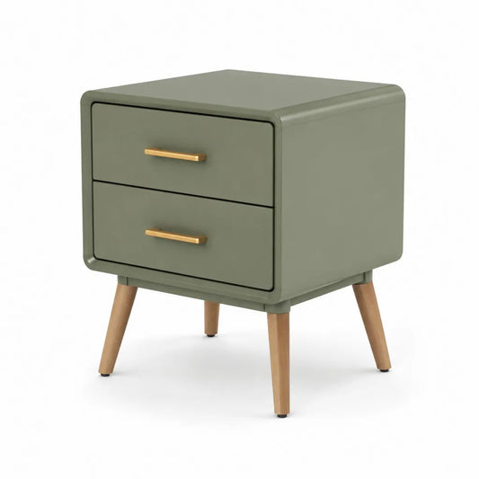 Comodino con 2 cassetti in MDF laccato verde rettangolare 45 x 35 x 55 cm