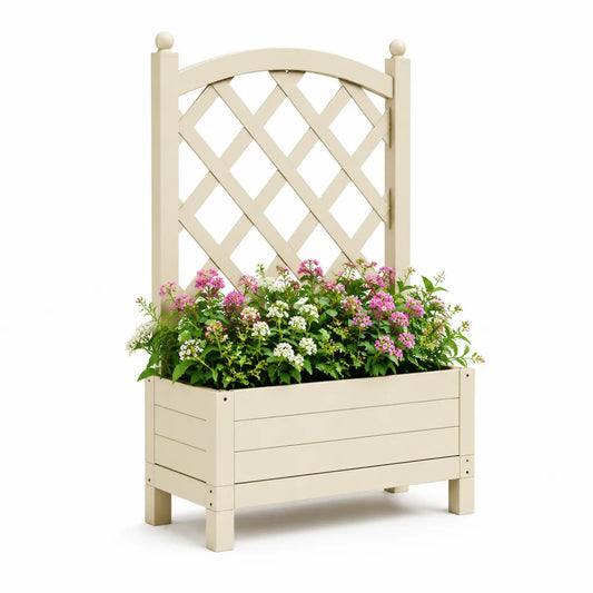 Fioriera rialzata con grigliato in legno di abete massello beige 80 x 30 x 150 cm
